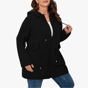 ➕ Shein Curve Light Weight Hooded Utility Jacket Size 2XL